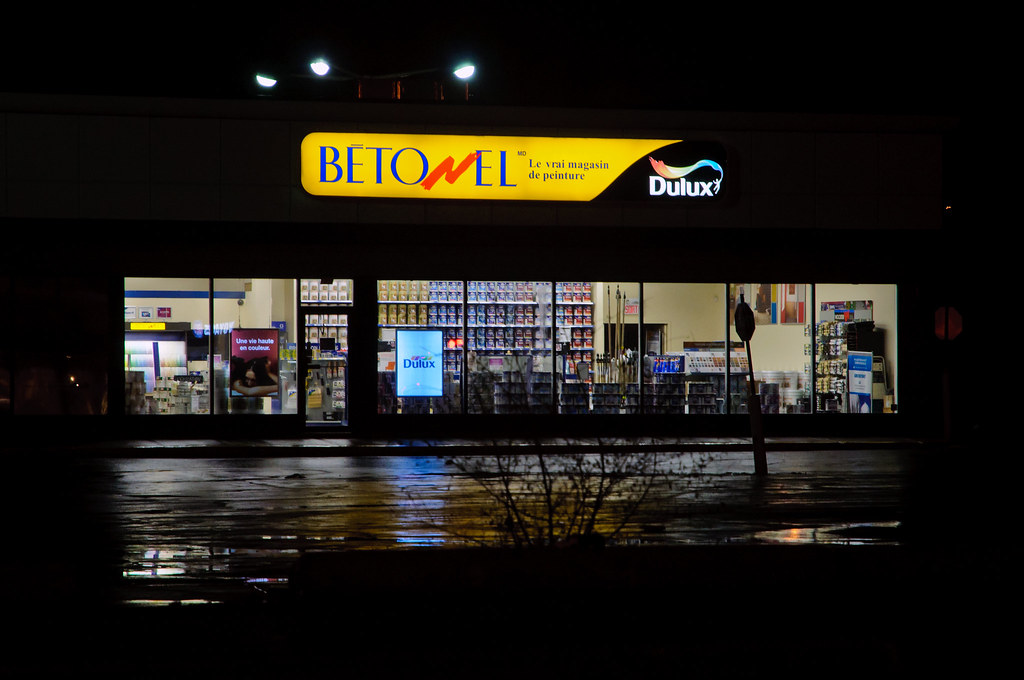 Bétonel A local paint store at night.. just thought it sto… Flickr