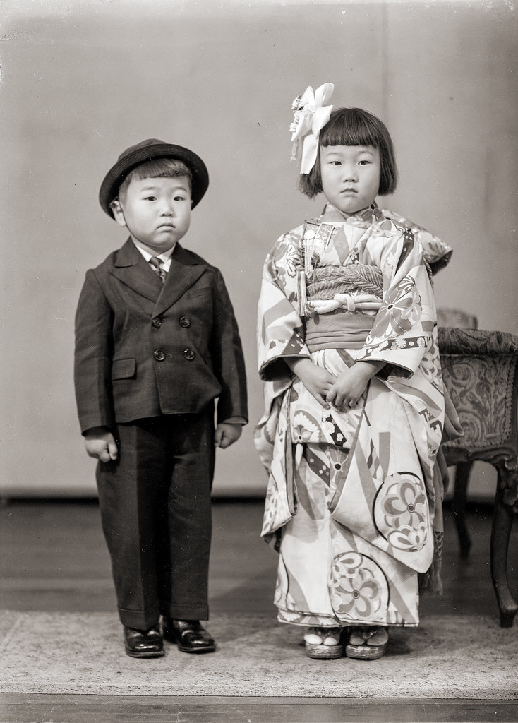 Japanese Boy in Suit, Girl in Kimono A vintage photo of a … Flickr