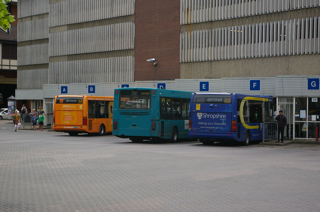 Shrewsbury Bus Station.Multi Couloured Arriva Buses. Flickr