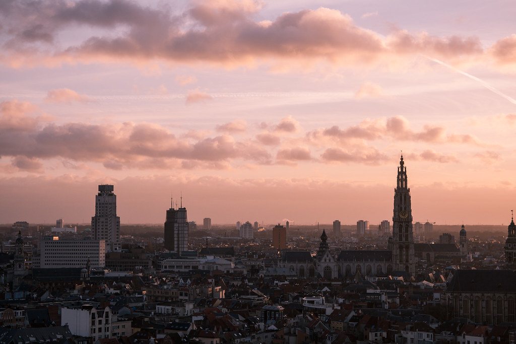 Antwerp Skyline Taken at sunset from the MAS roof terras. … Flickr