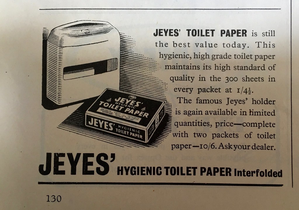 Jeyes Hygienic Toilet Paper advert, c1950 I can still re… Flickr