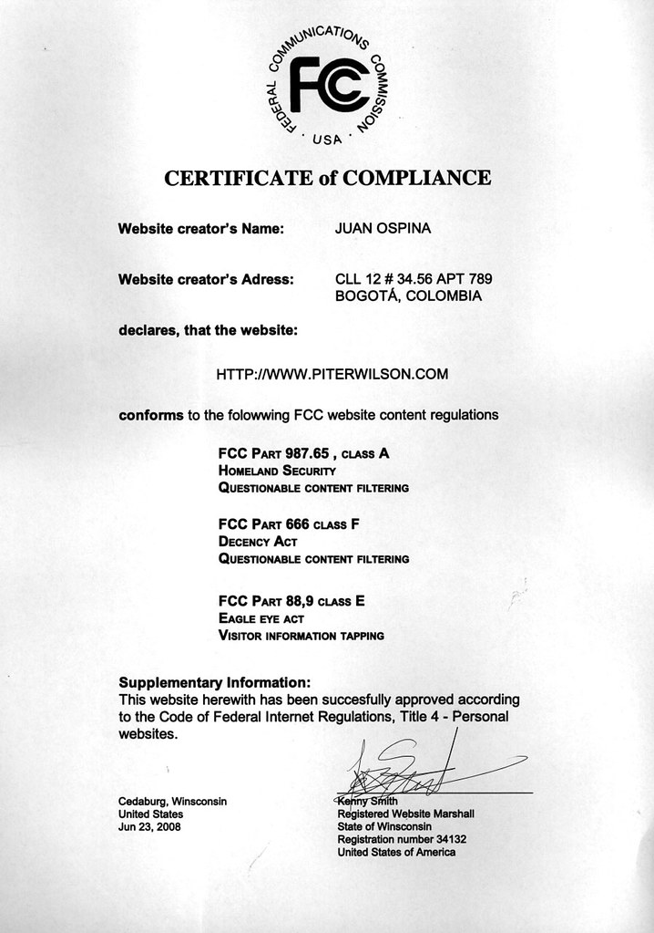 FCC compliance certificate Got it in the mail. To apply he… Flickr