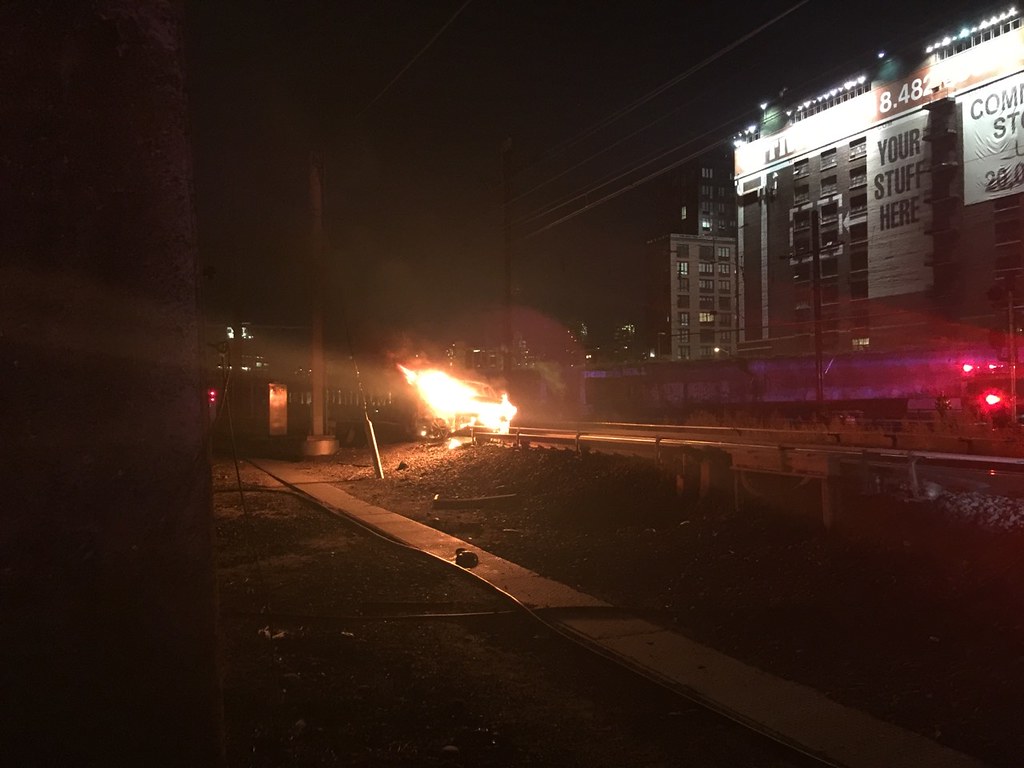 Car Fire on LIRR Tracks in Queens Scene from the tracks pa… Flickr