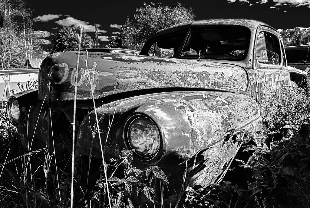Rusting 41 Ford at Spencer's Auto Salvage M65 Whittemore,…