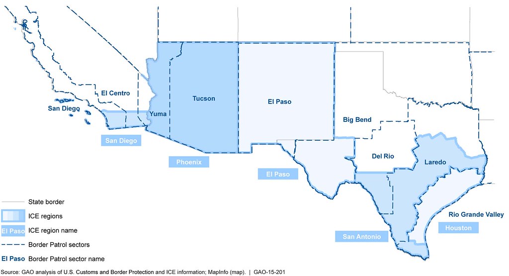 Figure 1 Geographic Focus Areas for Border Patrol and Immigration and