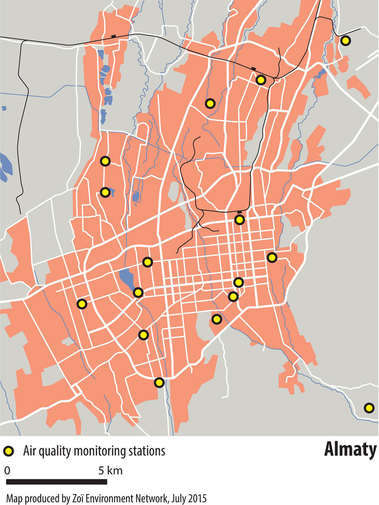 Almaty city map A city map of Almaty showing air quality m… Flickr