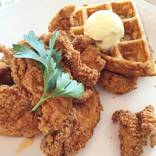 Chicken and waffles from The Strand House in Manhattan Bea… Flickr