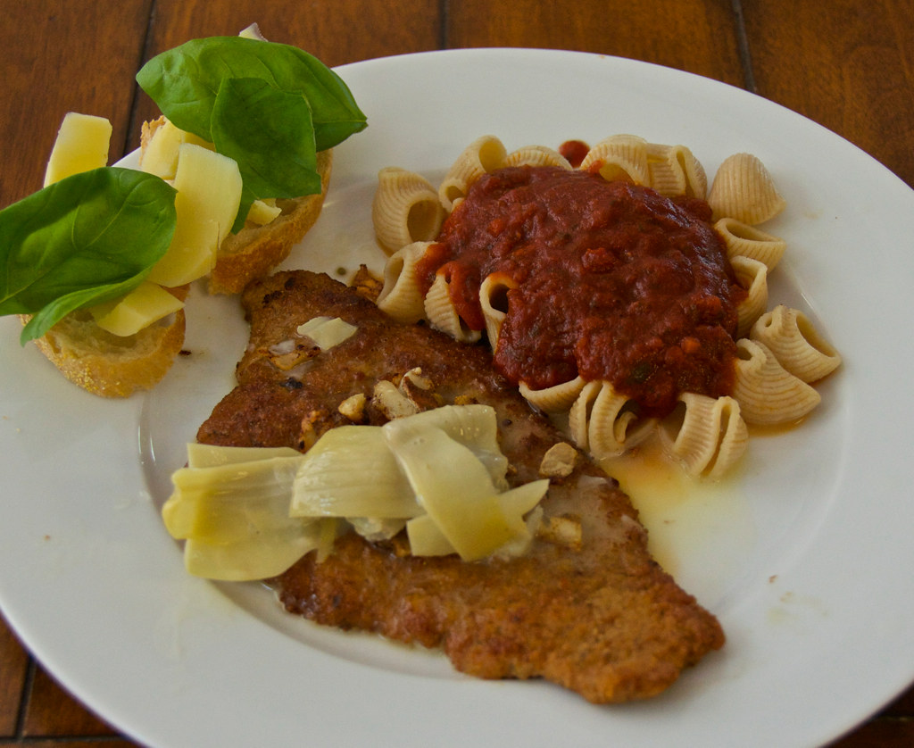 Veal Meal Veal scallopini, pasta & fresh basil/gruyere top… Flickr