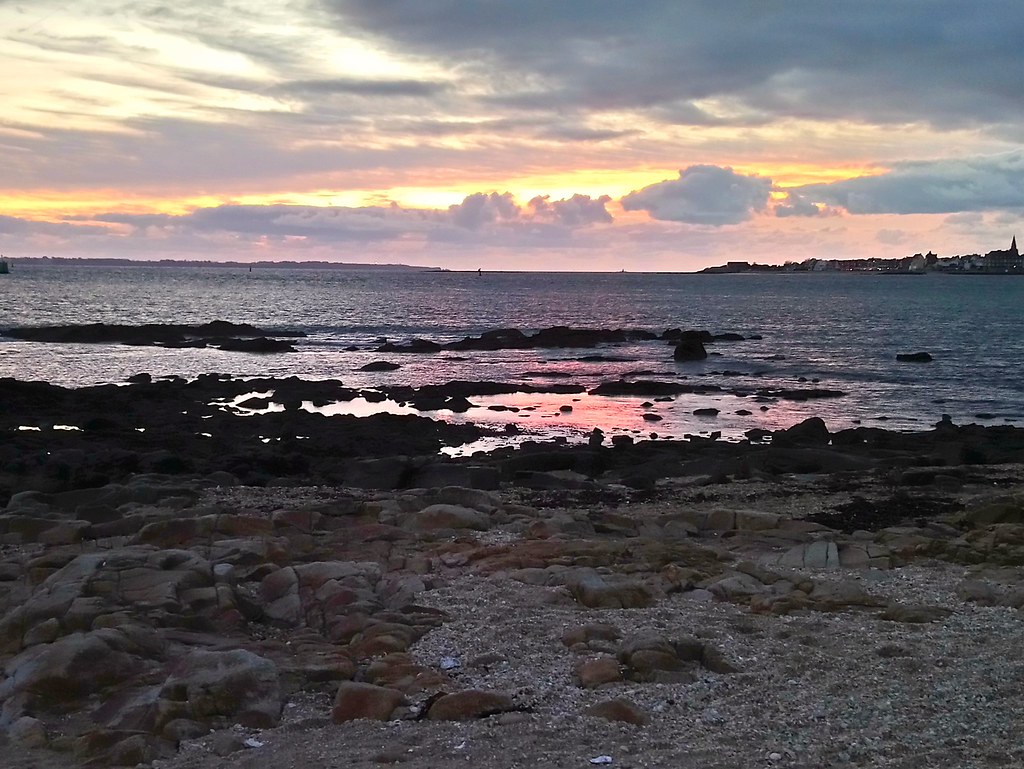 Coucher de soleil sur l'océan Atlantique, vue prise de la
