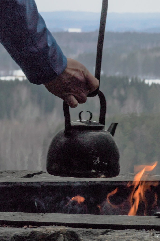Coffee pot by a campfire in Puijo Finland Lakeland Flickr