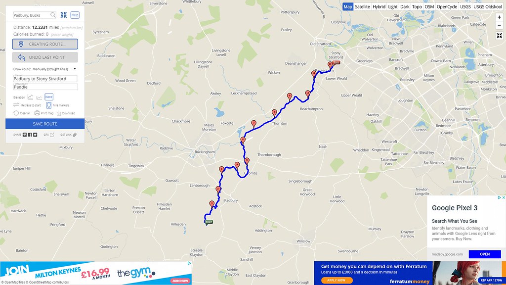X) Map Pedometer River Great Ouse Padbury to Stony Strat… Flickr