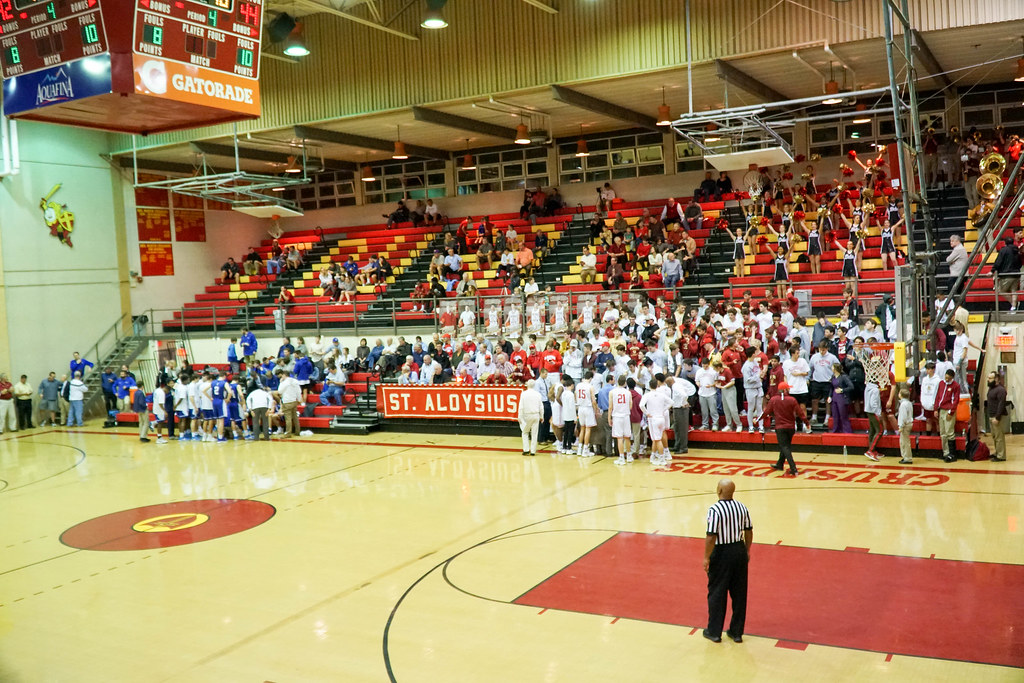 Basketball Wins Huge Upset over Jesuit on St. Aloysius Throwback Night