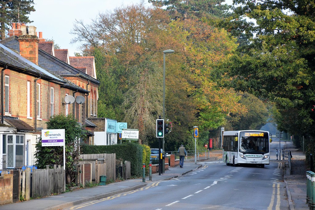 On the very edge This is Englefield Green with White Bus e… Flickr