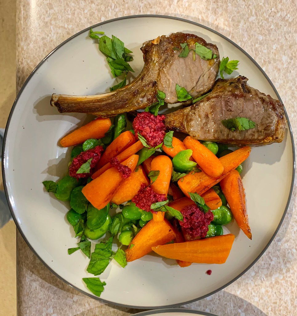Meat and Three Veg Lamb Cutlets with sauteed carrots, broa… Flickr