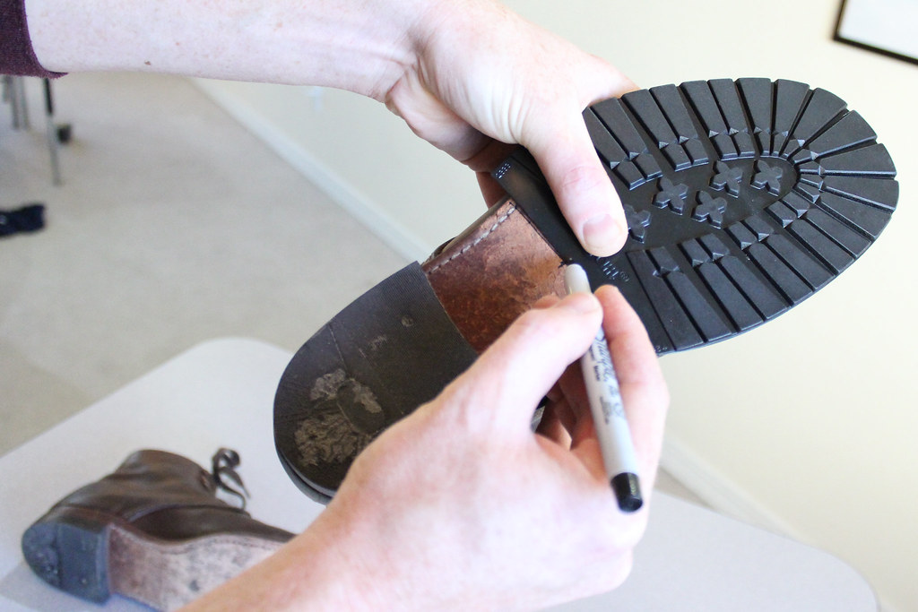 How to Glue Vibram Shoe Sole Protectors 5 Marking the sole… Flickr