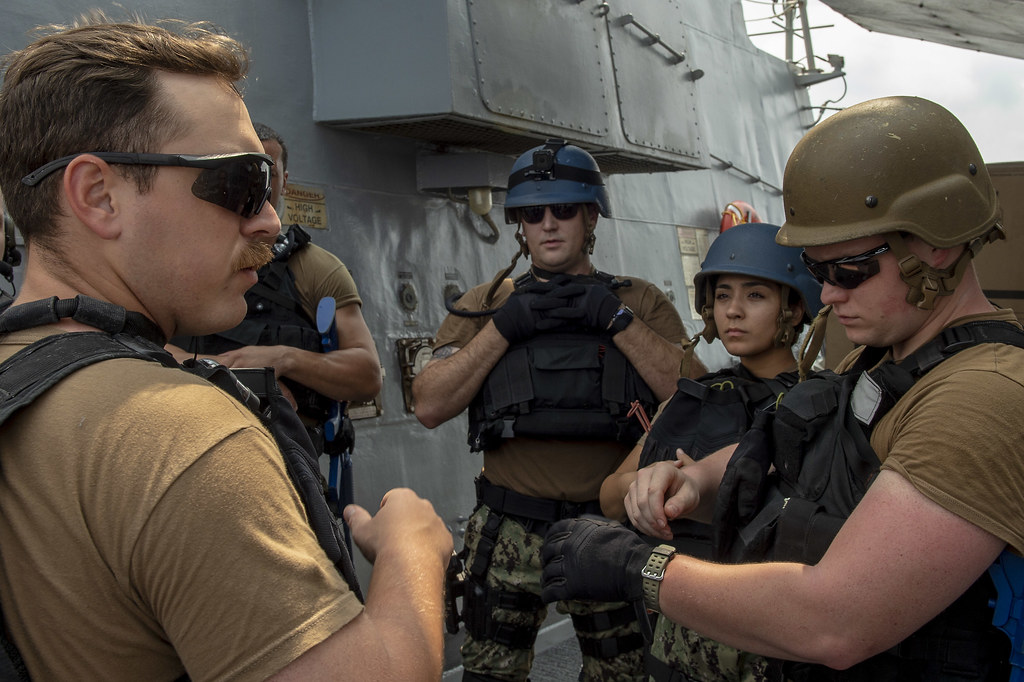 U.S. Navy Sailors conduct a safety brief aboard USS Preble… Flickr