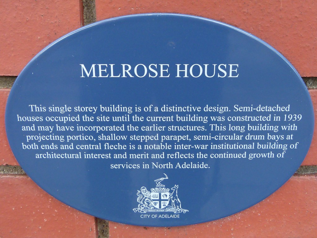 Melrose House Plaque 197 Archer St, North Adelaide