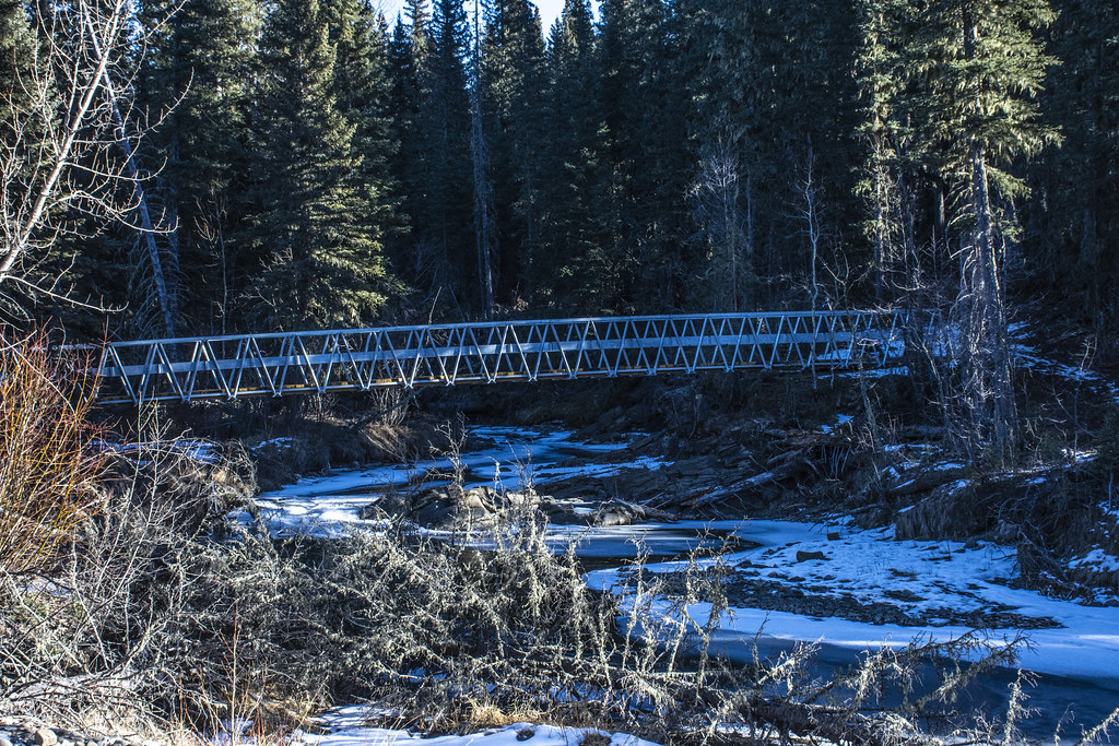 Jumping Pound Creek The first sighting of the new bridge Jan