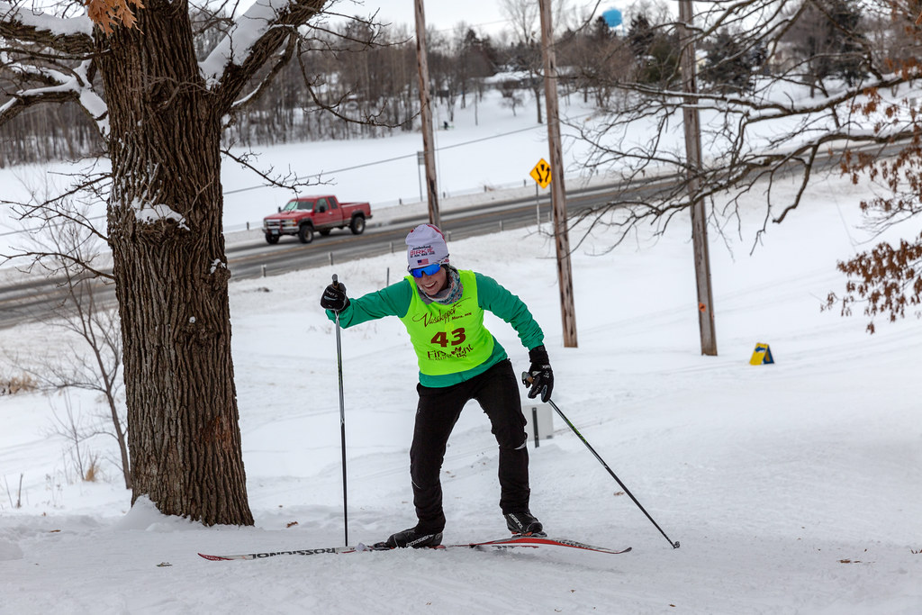 Greta Koppy of Ames IA skis in the Vasa 54km at Vasaloppet USA, Mora