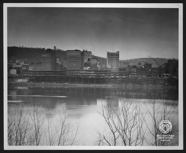 Wheeling Wharf Parking Garage Under Construction, circa 1955 a photo