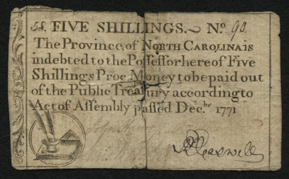 1771FiveShillingNorthCarolinaColonialCurrencyNote Flickr