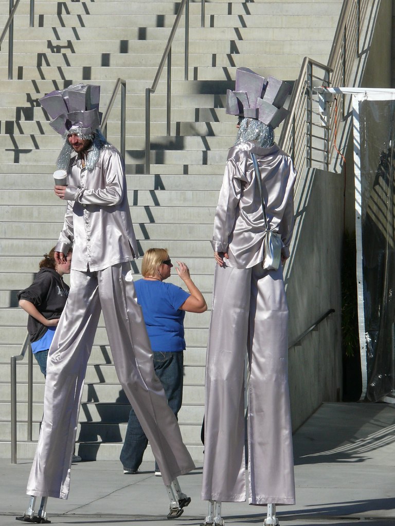 Disney Hall Stilt Walkers Bald Man With Camera Flickr