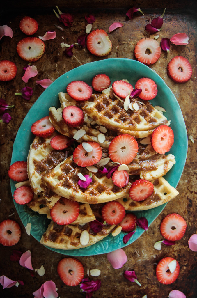 Waffles with Almond Butter Coffee Syrup (vegan and glutenfree