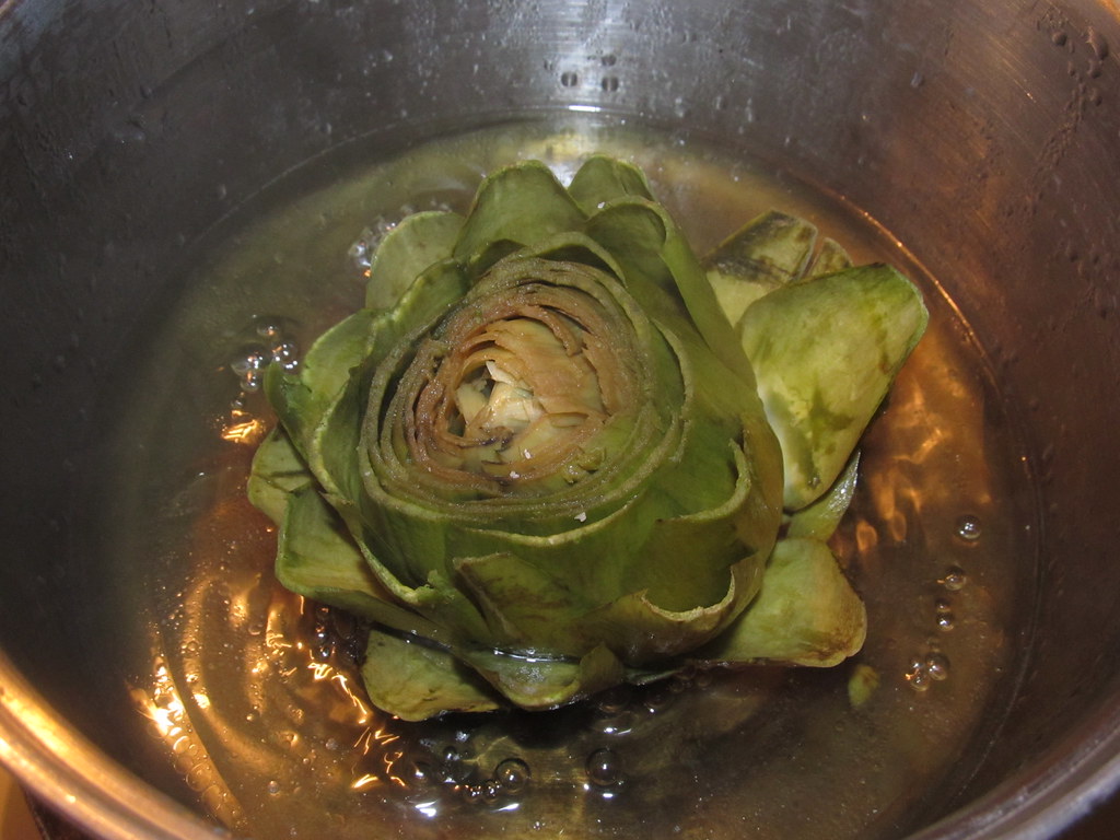 Cooking an Artichoke Simmer rightsideup After simmering… Flickr
