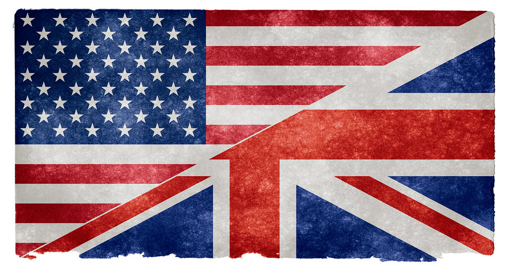 English Language Grunge Flag Split US/UK flag on vintage p… Flickr