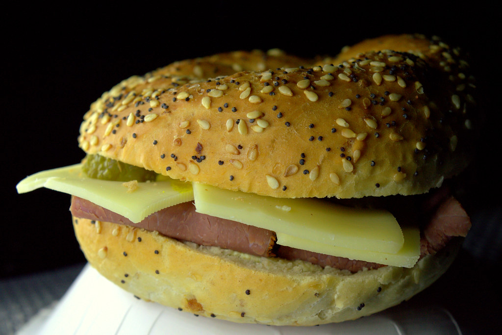 New York Bagel Pastrami, cheese, tangy mustard and pickle … Flickr