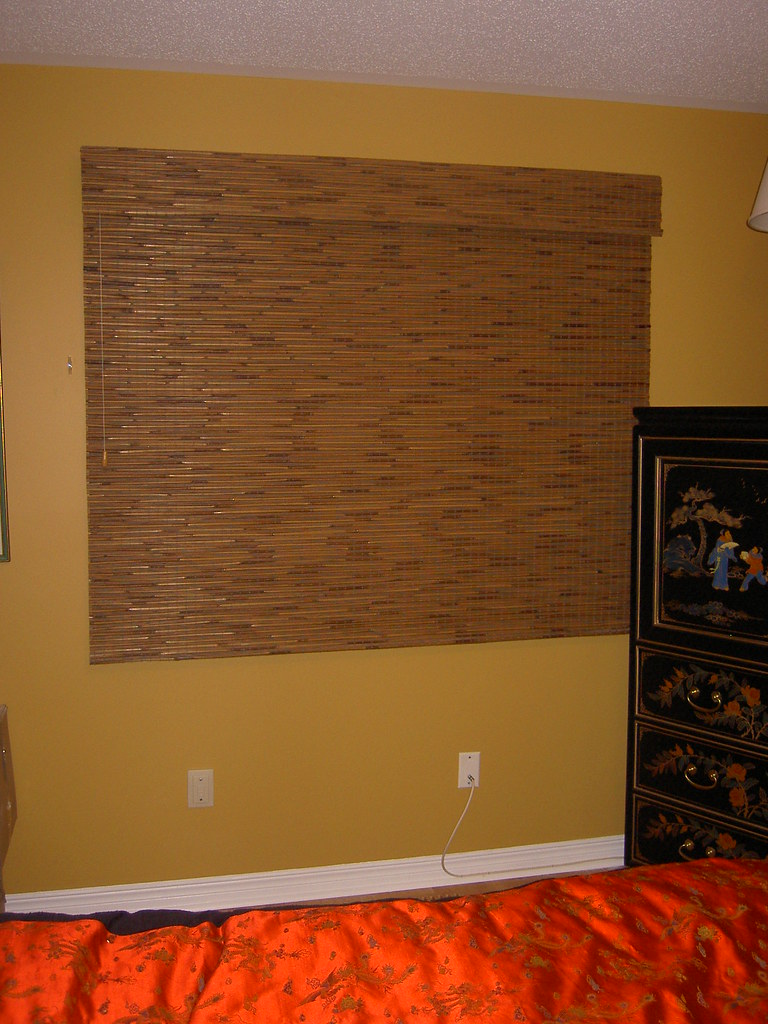 Woven Wood Roman Shade with Blackout lining Mounted so tha… Flickr