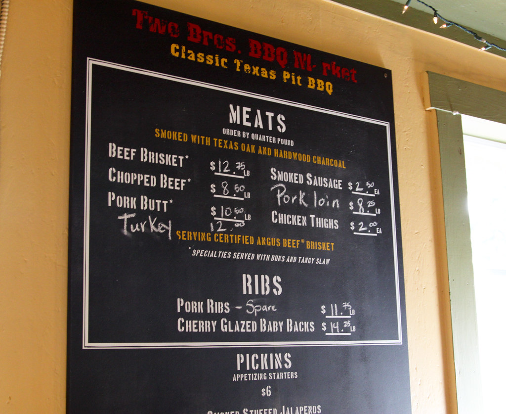 Two Bros BBQ menu Two Bros has the typical BBQ menu, with … Flickr