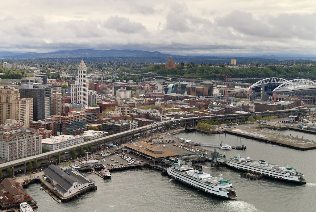 Seattle's Colman Dock An aerial view of the Seattle ferry … Flickr