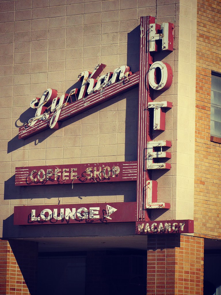 LyKan Signage on the LyKan Hotel in Lyons, Kansas. jimsawthat