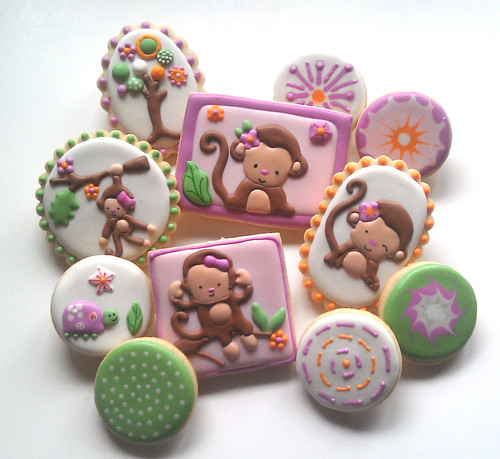 Mia the Monkey Baby Shower Cookies Custom Cookies by