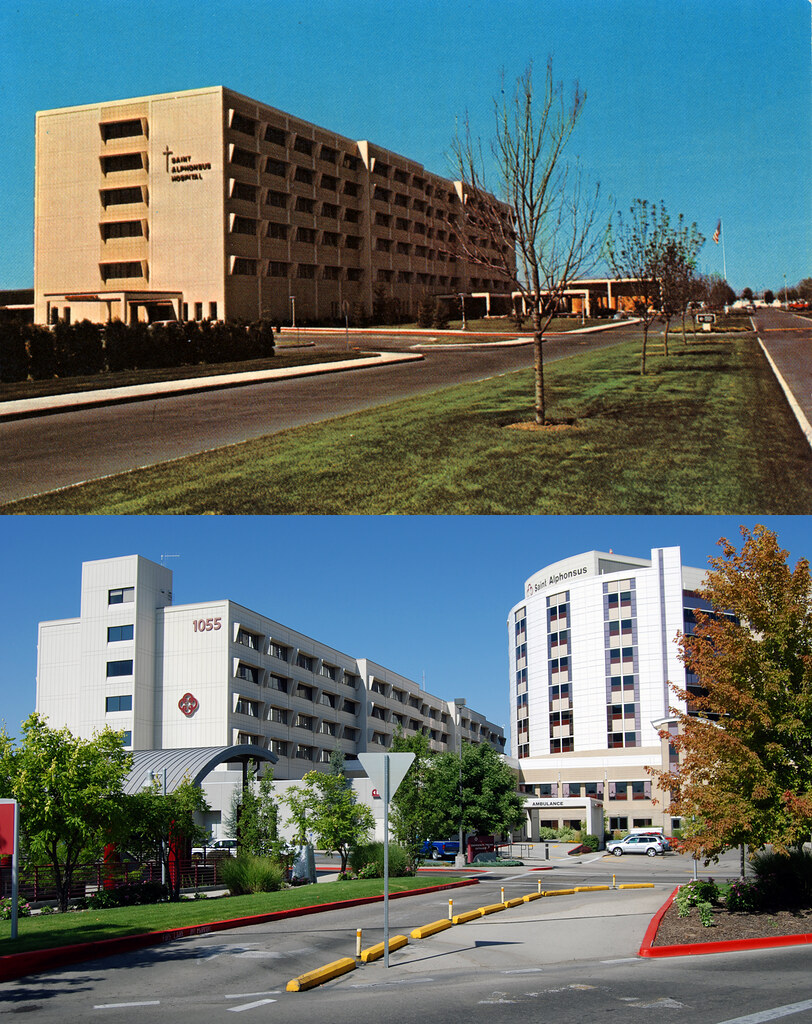 Saint Alphonsus Hospital, 1973 & 2012 Roadsidepictures Flickr