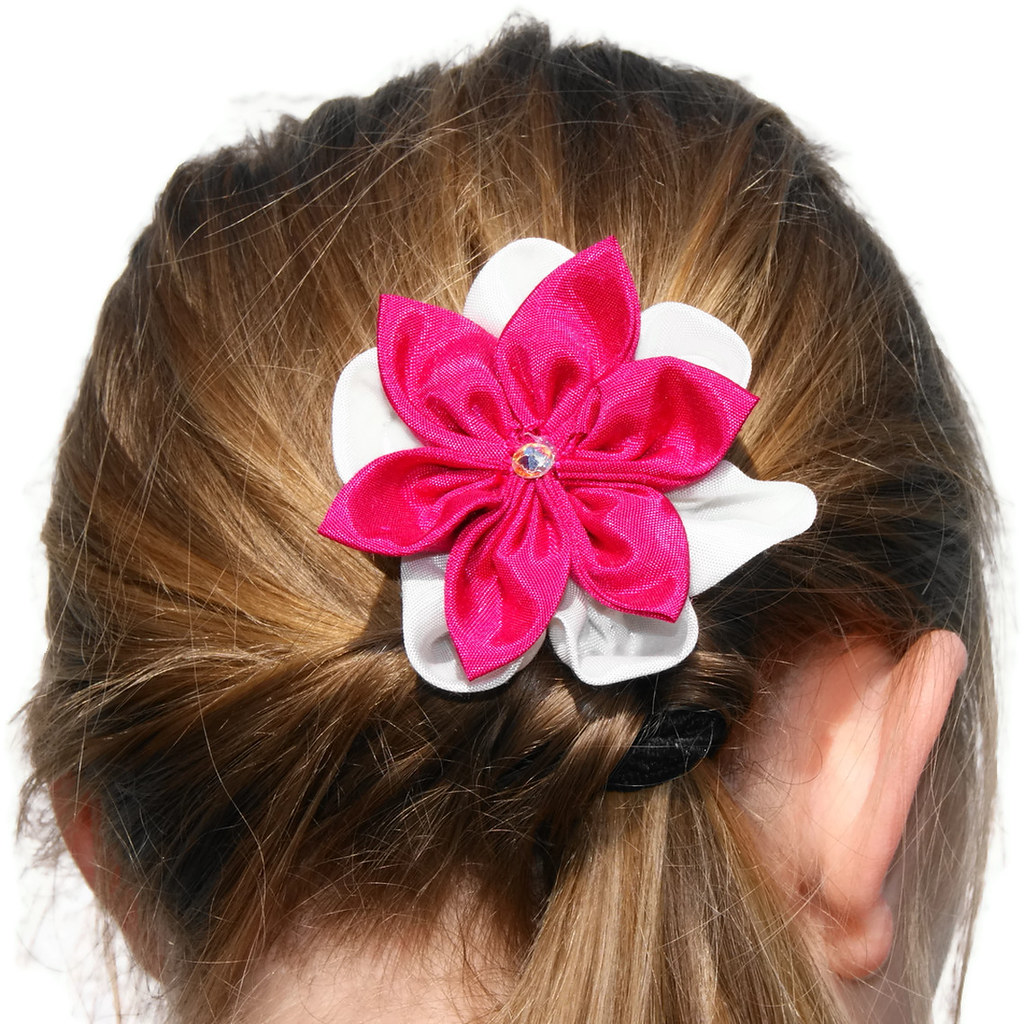 Silk Hair Flower Clip in pink Handmade double Silk flower … Flickr