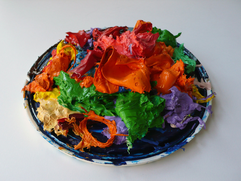 paint can lid with dried acrylic paint new addition to the… Flickr