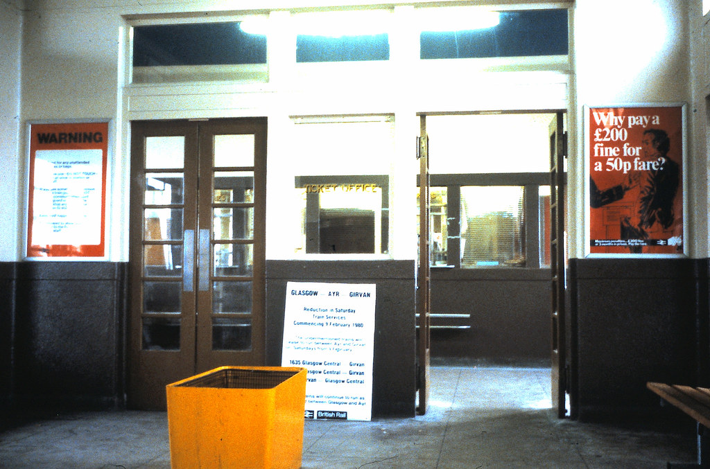 Girvan station, 19 Feb 1980 Station entrance midgpee Flickr