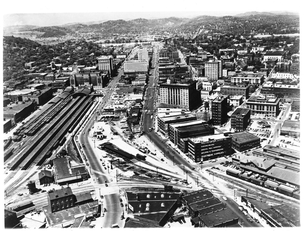 Aerial view of downtown Chattanooga during the 1950s Flickr