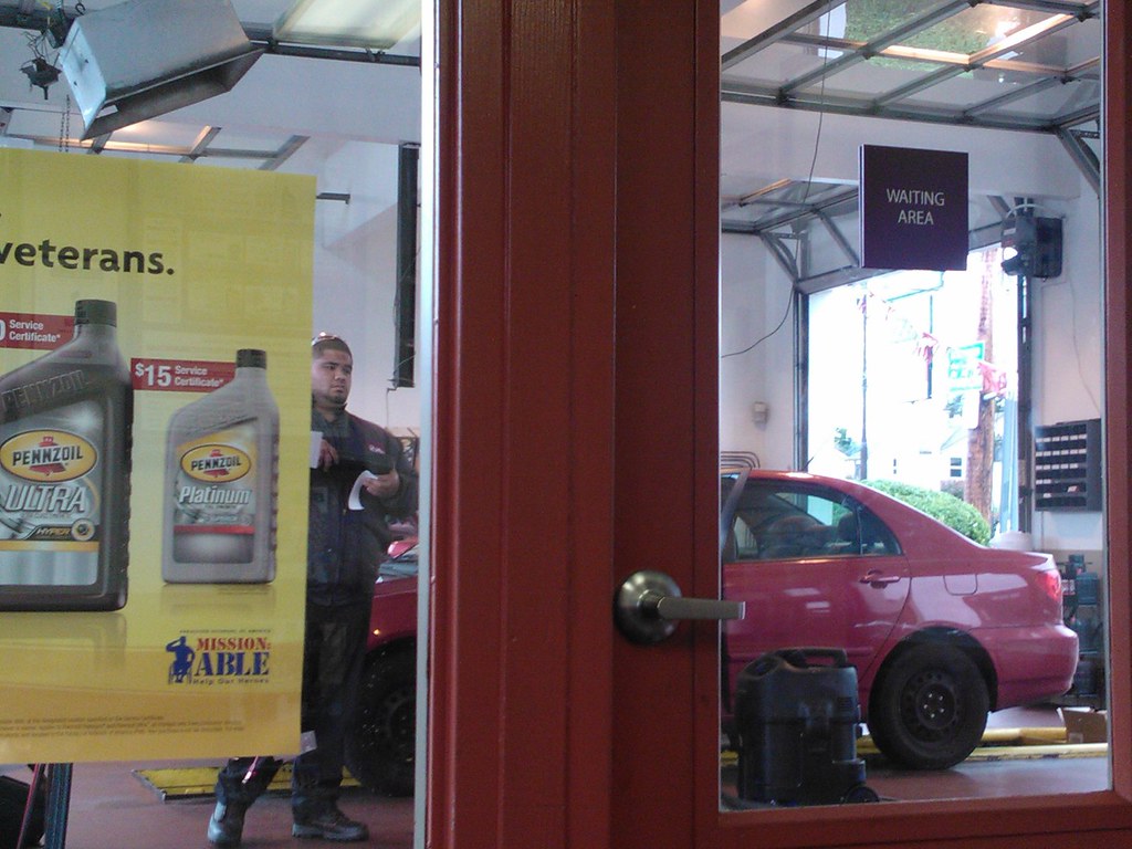 Getting a lube, jiffy lube, veterans, Mission able, door, … Flickr