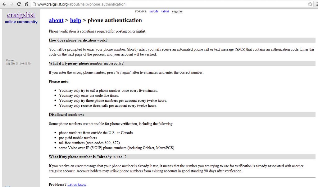phone authentication from Craiglist Flickr