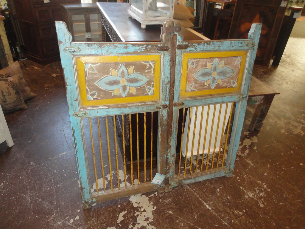 Antique Indian wood & iron gate/wall decor 48x47.5 299 (N… Flickr