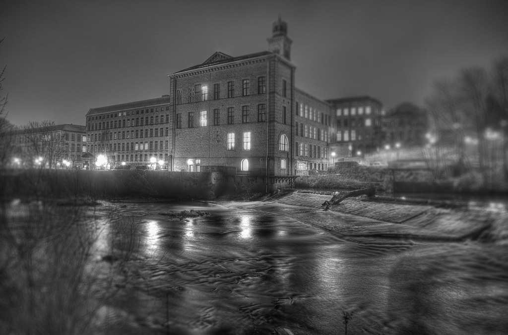 Salts Mill and Weir Salts Mill by night Saltaire was found… Flickr