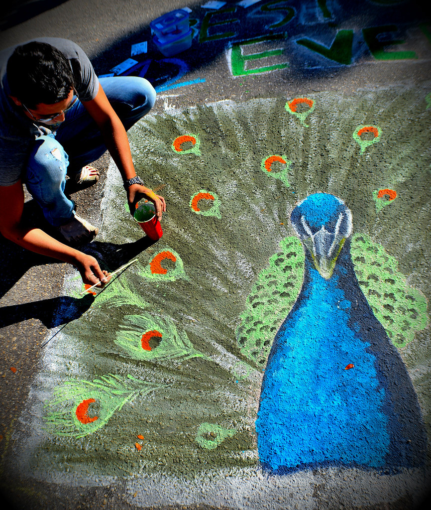 Chalk Art Peacock Carlos Vasquez Flickr