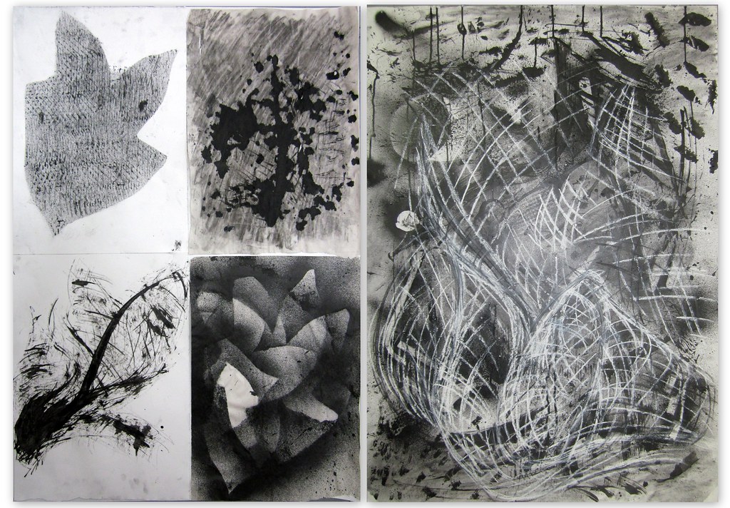 Ink, charcoal and chalk mark making EmilyClark93 Flickr