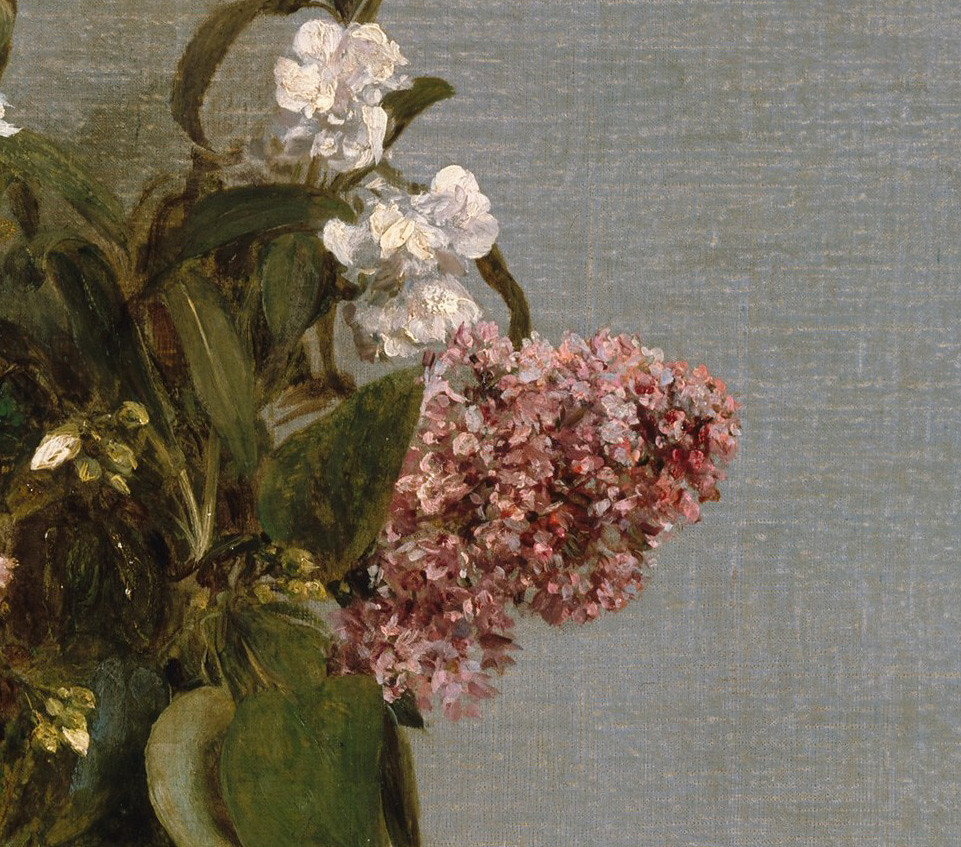 Henri FantinLatour ‘Still Life with Flowers and Fruit’ (detail) 1866