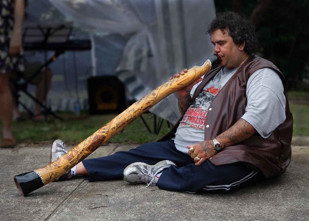Aboriginal Playing Didgeridoo