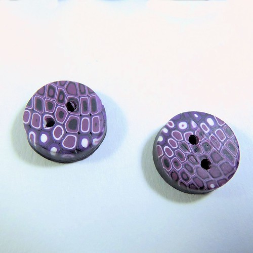 Retro Purple Polymer Clay Buttons retro pixelated cane but… Flickr
