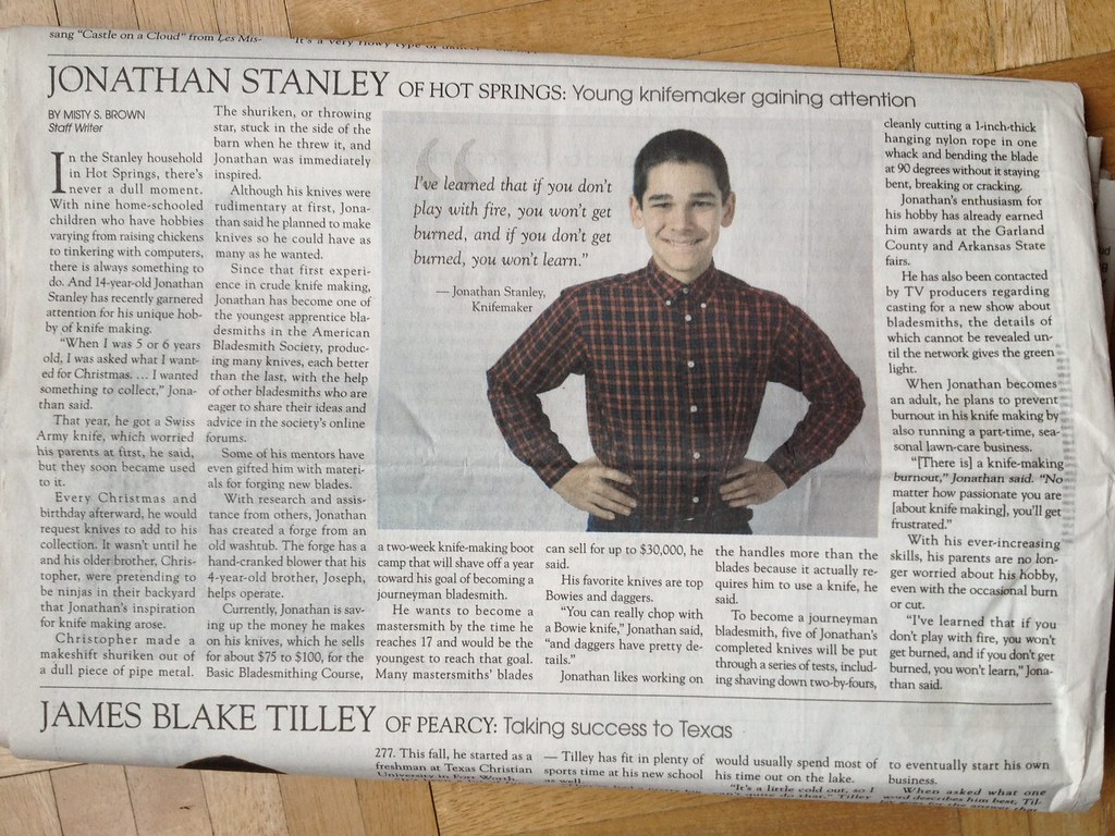 Jonathan Stanley newspaper article Jan 2013 Lin Rhea Flickr